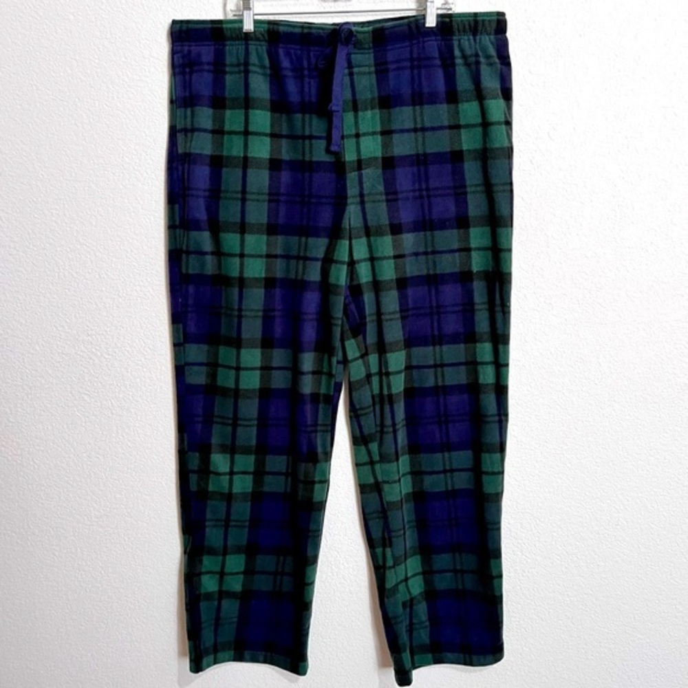 Croft & Barrow Green Blue Plaid Checked Ultra Plush Lounge Sleep Pants XL Tall